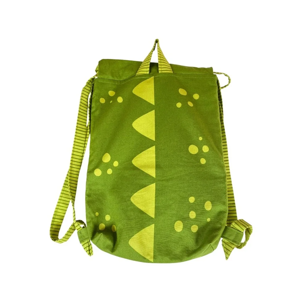 Dinosaur Drawstring Backpack Satchel Kids OS Green Excellent Graphic Canvas Bag